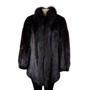 Rosendorf/Evans Womens Black Genuine Mink Fur Coat Luxurious Vintage Sz M